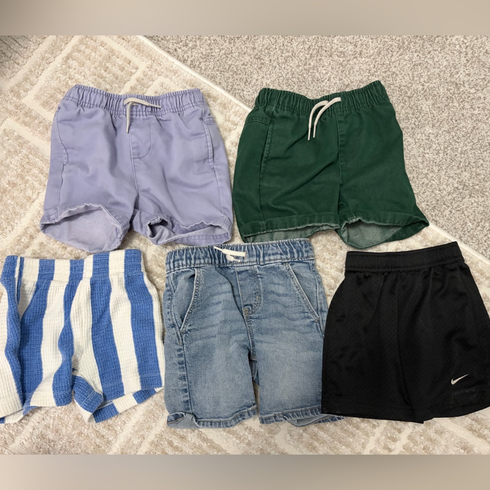Mixed Kids Shorts/tops Bundle - Lavender, Green, Denim, Black, Blue-White Stripe